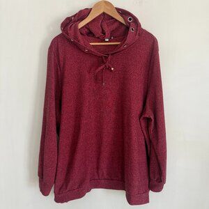 My Style Woman Red Hooded Long Sleeve Pullover Hoodie Shirt Size 3X